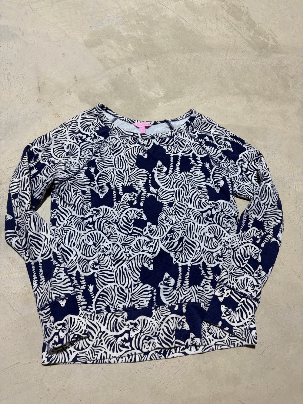 Lilly Pulitzer Navy Zebra Print Long Sleeve Top medium
